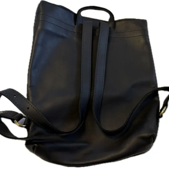 Portland leather company smooth black laptop backpack bag new - Picture 2 of 4